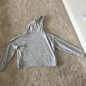 grey long sleeve with hood
